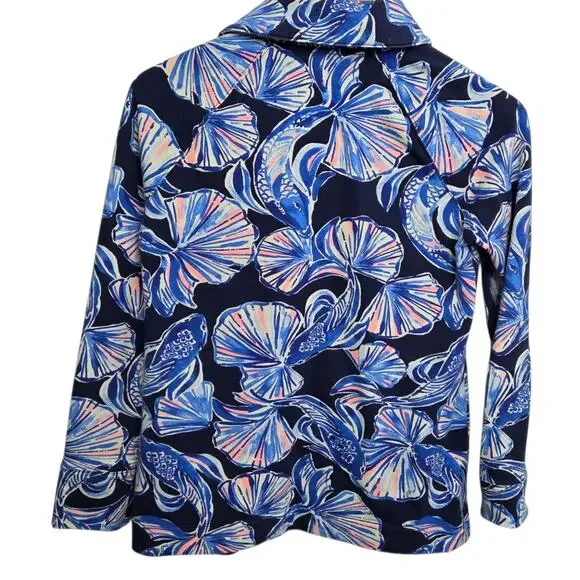 Lilly‎ Pulitzer SZ S Booker Popover Women's Reel Life Navy UPF 50+ Zipper Collar - Picture 5 of 9